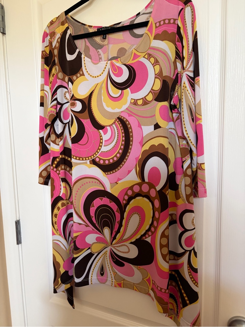 Abstract Pink & Brown Print Tunic Top